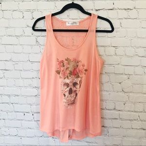 Skull pink split in the back top